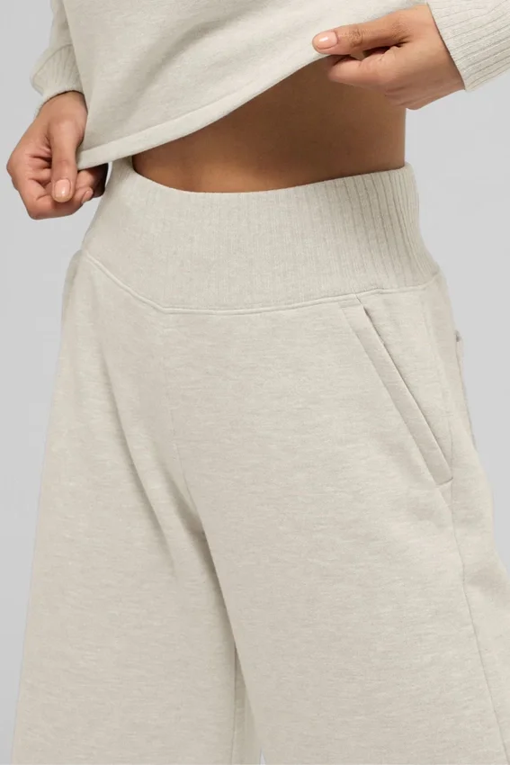 Serenity Wide Leg Sweatpant - Oatmeal Heather