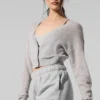Sheer Cashmere Cropped Cardigan - Athletic Heather Grey