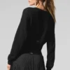Sheer Cashmere Cropped Cardigan - Black