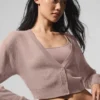 Sheer Cashmere Cropped Cardigan - Taupe