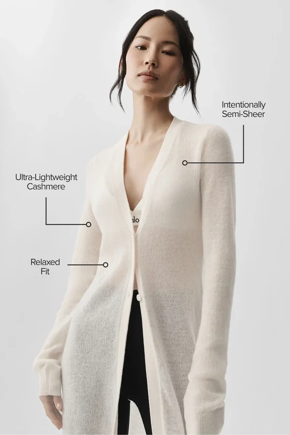 Sheer Cashmere Long Cardigan - Ivory