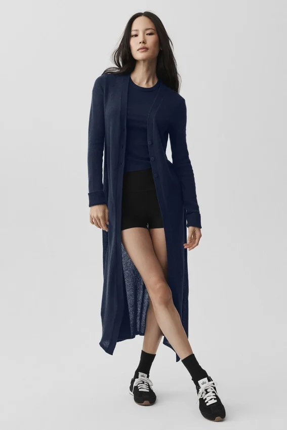 Sheer Cashmere Long Cardigan - Navy
