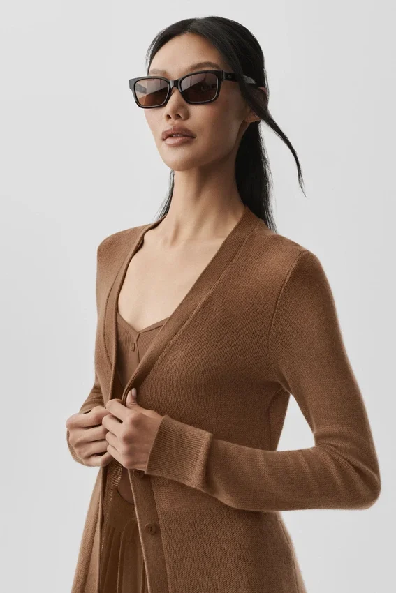 Sheer Cashmere Long Cardigan - Sun Kissed Brown