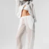 Sheer Game Time Wide Leg Jogger - White