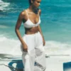 Sheer Game Time Wide Leg Jogger - White