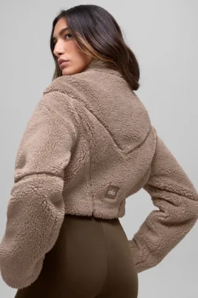Sherpa Cropped Slope Side Jacket – Chai Latte