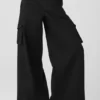 Show off Cargo Wide Leg Trouser (Long) - Black