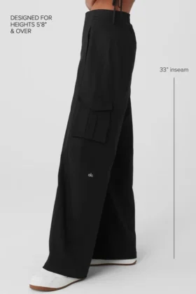 Show off Cargo Wide Leg Trouser (Long) – Black