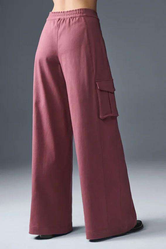 Show off Cargo Wide Leg Trouser (Regular) - Burgundy Truffle
