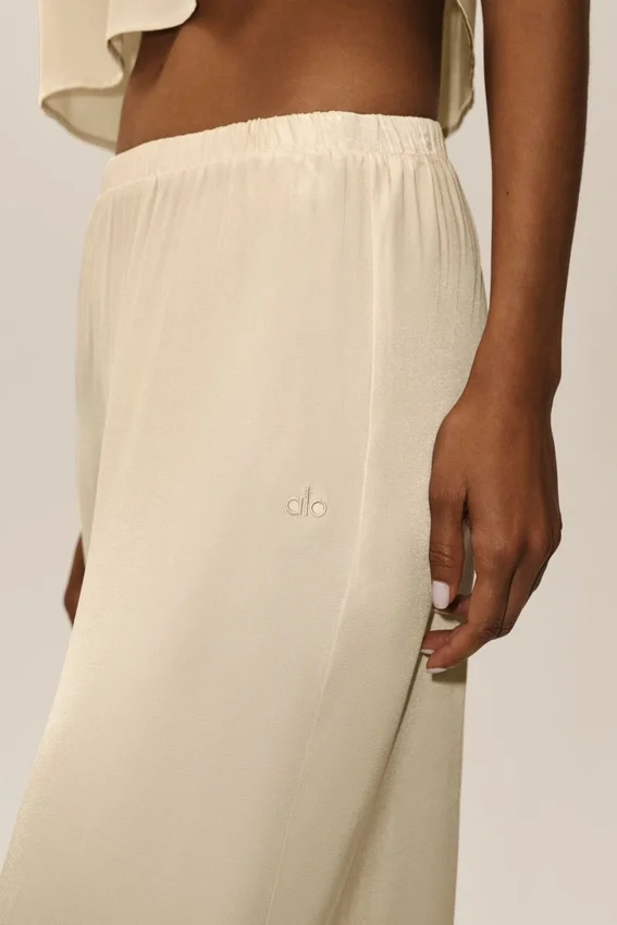 Silk Blend High-Waist Radiance Pant - Sandy Beige