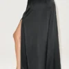 Silk Blend Low-Rise Radiance Long Skirt - Black