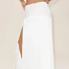 Silk Blend Low-Rise Radiance Long Skirt - White