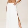 Silk Blend Low-Rise Radiance Long Skirt - White
