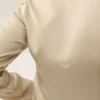 Silk Blend Radiance Long Sleeve Top - Sandy Beige