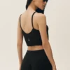 Silk Cashmere Cropped Heat Wave Tank - Black