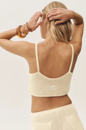 Silk Cashmere Cropped Heat Wave Tank – Sandy Beige