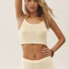 Silk Cashmere Cropped Heat Wave Tank - Sandy Beige