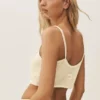 Silk Cashmere Cropped Heat Wave Tank - Sandy Beige