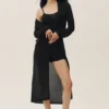 Silk Cashmere Heatwave Long Cardigan - Black
