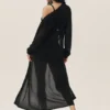 Silk Cashmere Heatwave Long Cardigan - Black