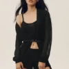 Silk Cashmere Heatwave Long Cardigan - Black