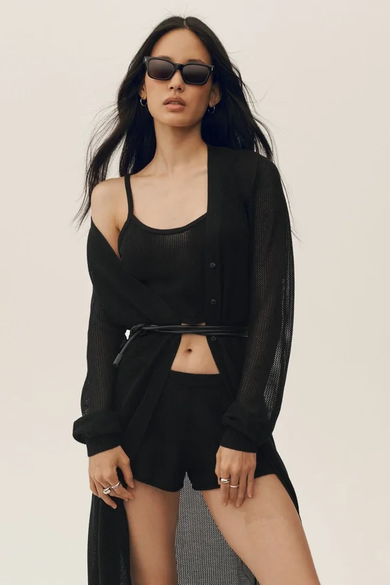 Silk Cashmere Heatwave Long Cardigan - Black