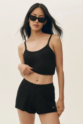 Silk Cashmere Mid-Rise Heatwave Short - Black