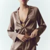 Silk Luminous Button up - Alpine Cocoa