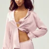 Silk Luminous Button up - Pink Champagne
