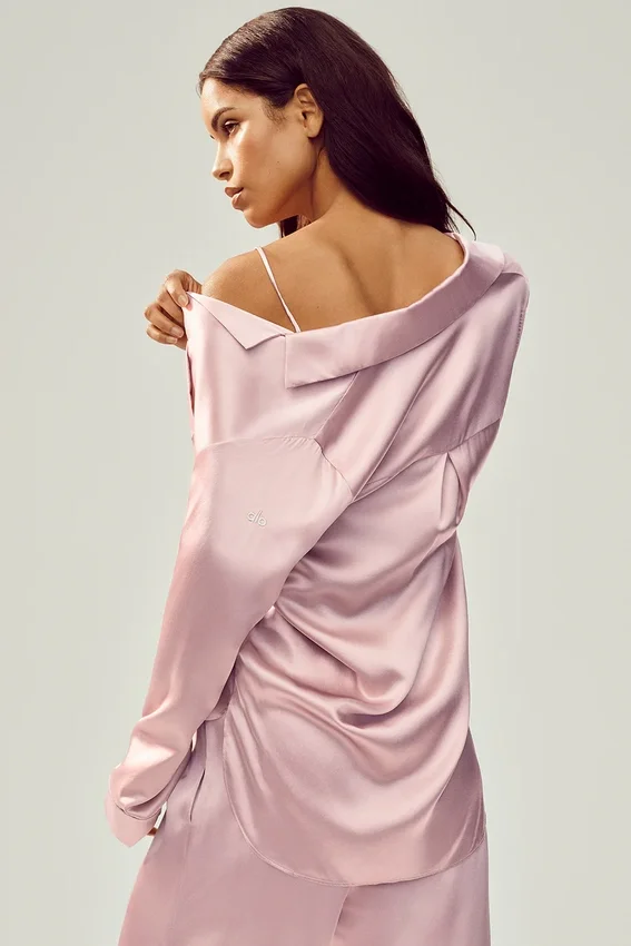 Silk Luminous Button up - Pink Champagne