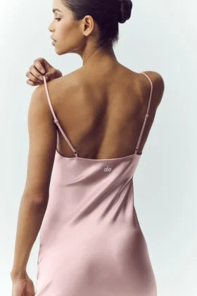 Silk Luminous Slip Dress – Pink Champagne
