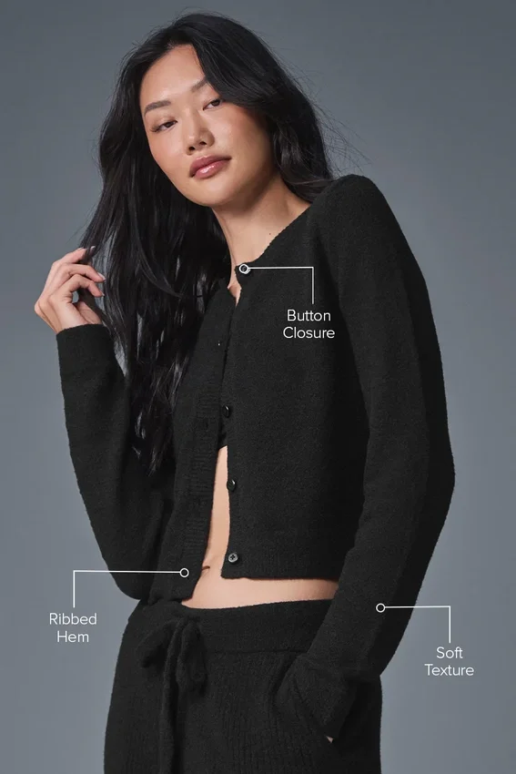 Snuggle up Sweater Cropped Cardigan - Black