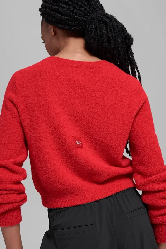 Snuggle up Sweater Cropped Cardigan - Bright Red