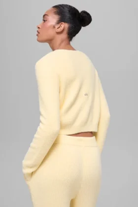 Snuggle up Sweater Cropped Cardigan – Candlelight Yellow