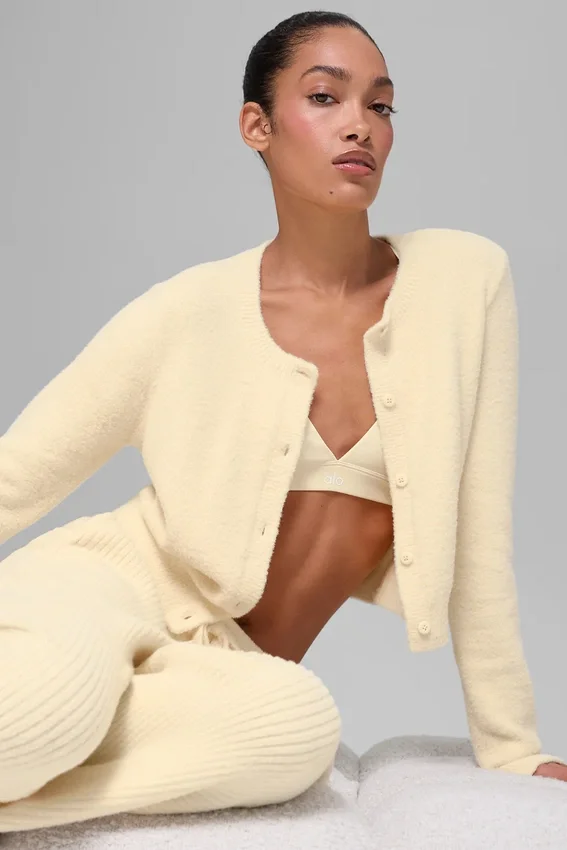 Snuggle up Sweater Cropped Cardigan - Candlelight Yellow