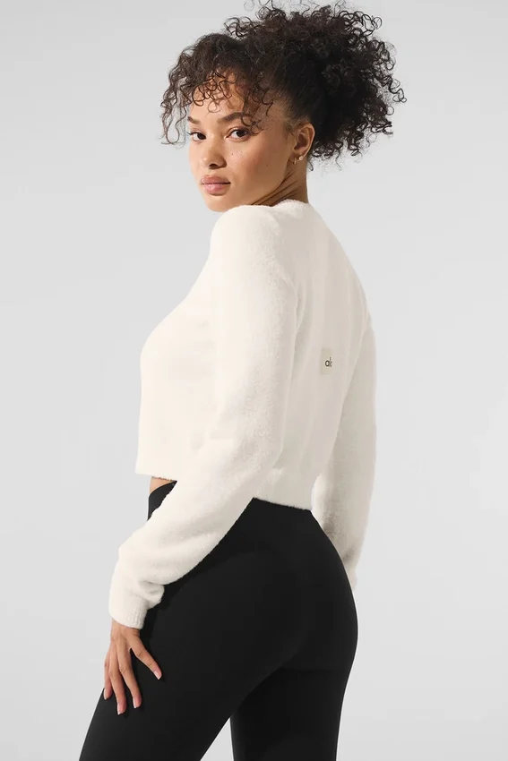 Snuggle up Sweater Cropped Cardigan - Ivory
