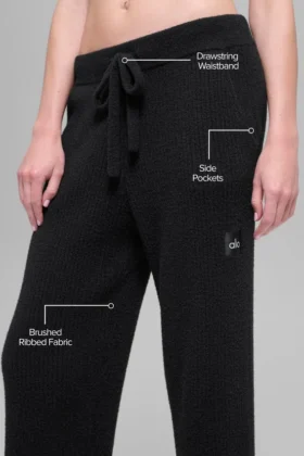 Snuggle up Sweater High-Waist Wide Leg Pant – Black