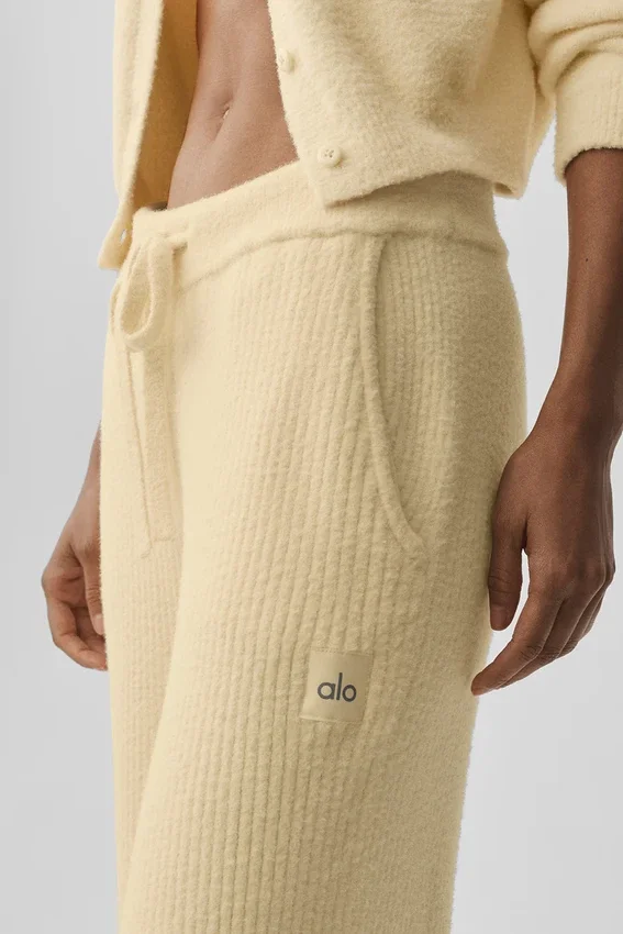 Snuggle up Sweater High-Waist Wide Leg Pant - Candlelight Yellow