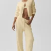 Snuggle up Sweater High-Waist Wide Leg Pant - Candlelight Yellow