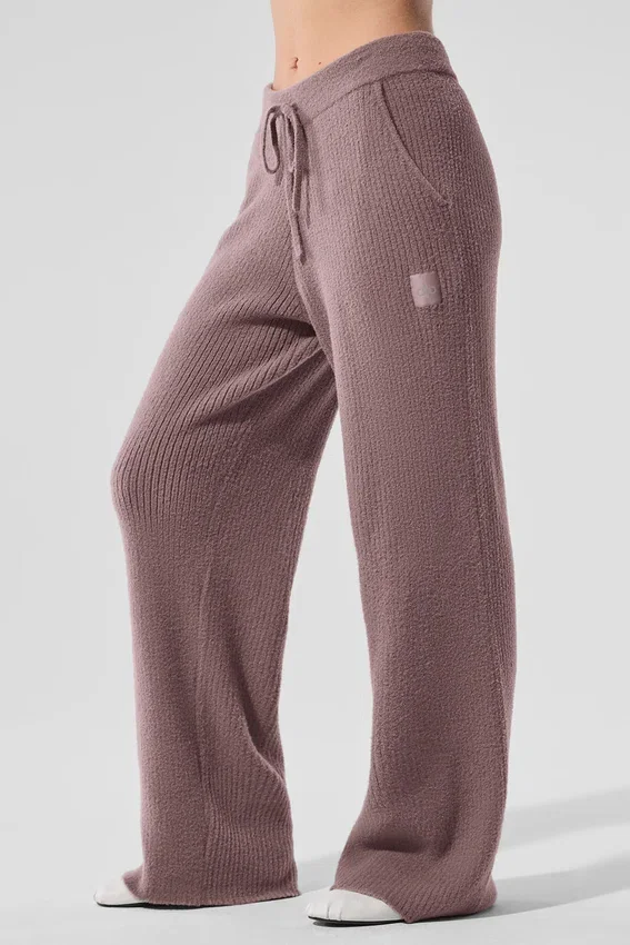 Snuggle up Sweater High-Waist Wide Leg Pant - Mushroom
