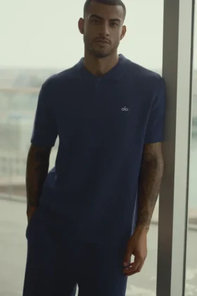 Sports Club Sweater Knit Polo - Navy