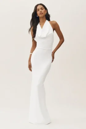 Summer Soiree Halter Maxi Dress – White