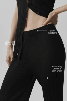 Sweater High-Waist Sunlit Straight Leg Pant – Black