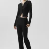 Sweater High-Waist Sunlit Straight Leg Pant - Black