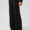 Sweater Knit Mid-Rise Unwind Wide Leg Pant - Black