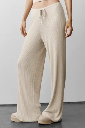 Sweater Knit Mid-Rise Unwind Wide Leg Pant – Oatmeal Heather