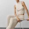 Sweater Knit Mid-Rise Unwind Wide Leg Pant - Oatmeal Heather