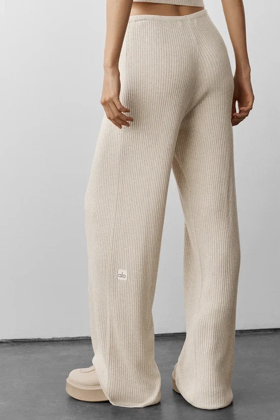 Sweater Knit Mid-Rise Unwind Wide Leg Pant - Oatmeal Heather