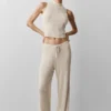 Sweater Knit Mid-Rise Unwind Wide Leg Pant - Oatmeal Heather