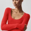 Sweater Knit Unwind Long Sleeve - Bright Red